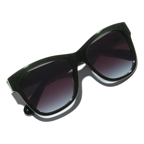 chanel 5380 green|CHANEL 5380 Square Acetate Sunglasses .